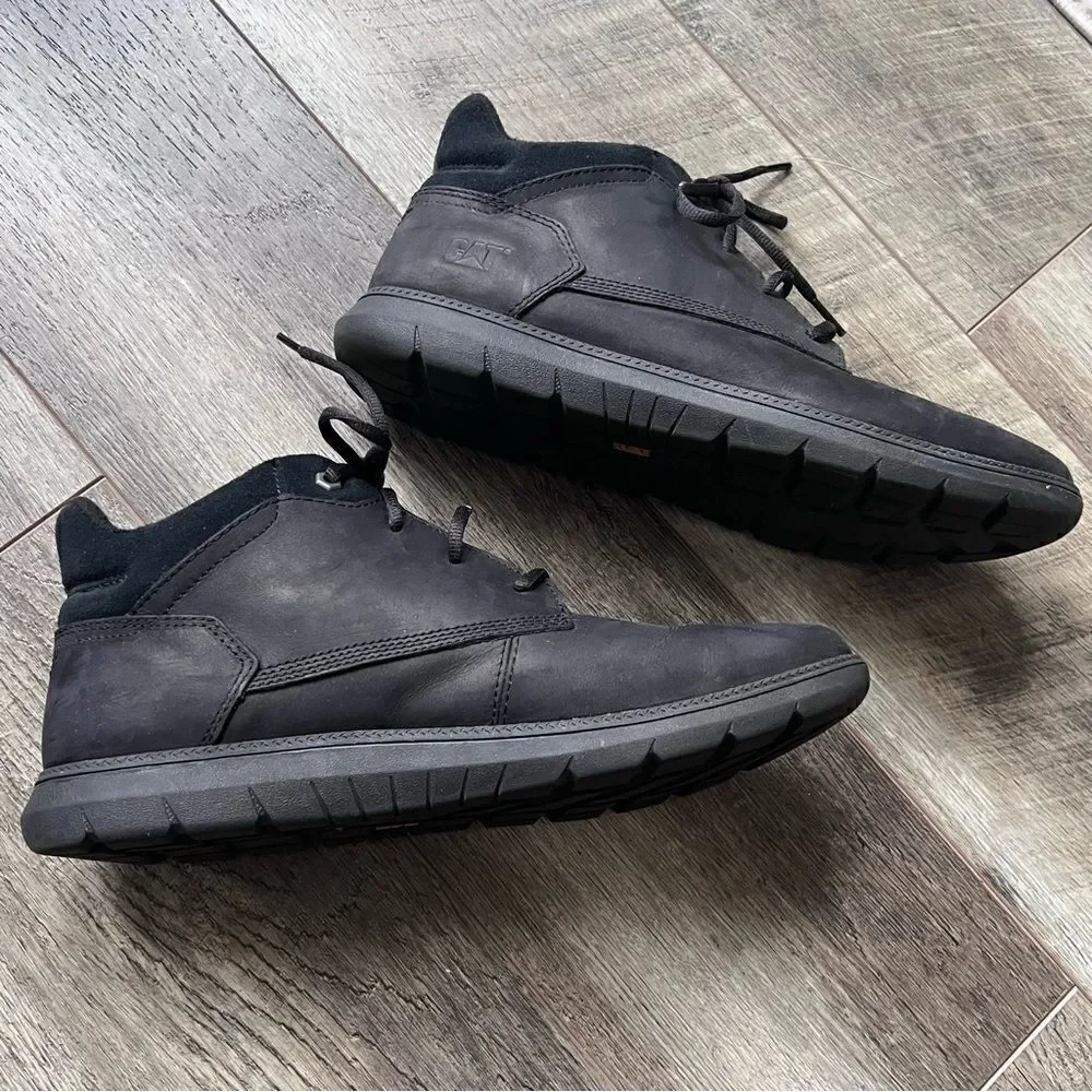 Caterpillar Men’s Leather Chukka Boots Black Size 12 Cat Shoes